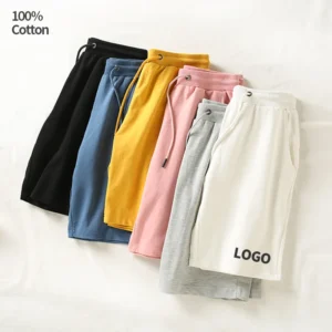 260 GSM 100% Pure Cotton Terry Lining Summer Athleisure Drawstring Half Pant Custom Short Pants for Men