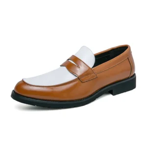 Large Size 38-46 Black and White Color Microfiber Leather Dress s Slip-on Loafers for Men