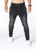 2024 Hot Sale Plus Size Retro Design Men's Washed Denim Causal Fashionable Zipper Pocket Long Drawstring Jeans