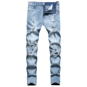 Private Label Destroyed Denim Jeans Ripped Skinny Jeans Men Jean Pants Streetwear Trousers
