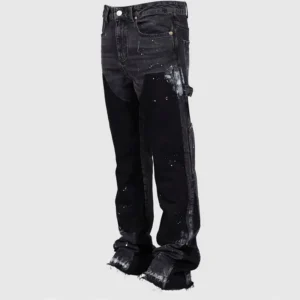 RNSHANGER New Fashion Men's Jeans High Street Loose Straight Leg Casual Pants American Retro Micro Trumpet Starry Sky Jeans