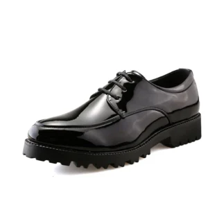 New Fashion Low Top Casual Leather Dress Formal Men Shoes Lace-Up Bright Surface Black Wedding Leather Men Shoe