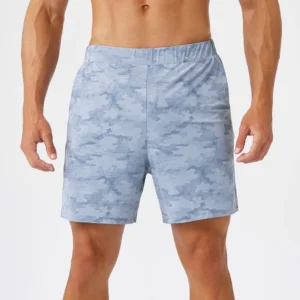 Roregal Quick Drying Breathable Running Fitness Short Men Printed Stretch Training Shorts With Pocket