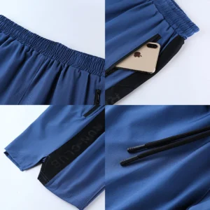 Mens Fitness Running Shorts Breathable Quick Drying Training Workout Gym Sport Shorts Joggers Zip Pocket Shorts