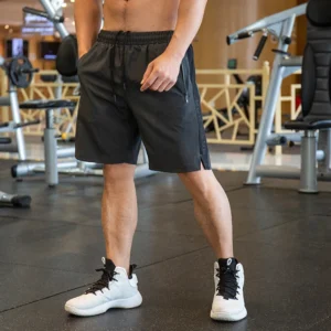Mens Fitness Running Shorts Breathable Quick Drying Training Workout Gym Sport Shorts Joggers Zip Pocket Shorts