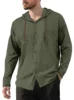 2026 Fashion Men's Casual Long Sleeved Shirt Cotton T-shirt Hooded Trend Loose Beach Hooded Drawstring Cardigan Tops Shirt