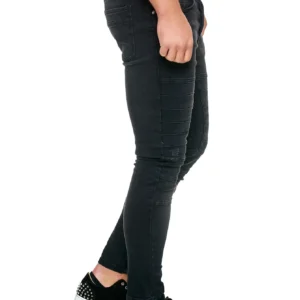 2023 New European and American Wash Rock Cool Slim Sidestripe Style Motorcycle Men's Feet Pants Men's Tight Jeans