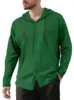 2026 Fashion Men's Casual Long Sleeved Shirt Cotton T-shirt Hooded Trend Loose Beach Hooded Drawstring Cardigan Tops Shirt
