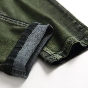 New Gray Green Mens Jeans Fashion Classic Style Elastic Straight Slim Denim Trousers High Elastic Skinny Jeans for Male