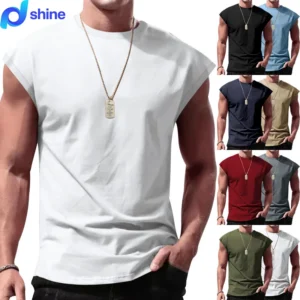 200G Solid Loose Knitted Polyester Top Men's Workout Sleeveless Clothing for Running