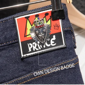 Men's High Quality Plus Size Hip Hop Harem Pants Big Embroidery Patch Mid-Waist Button Decoration Washed Jeans
