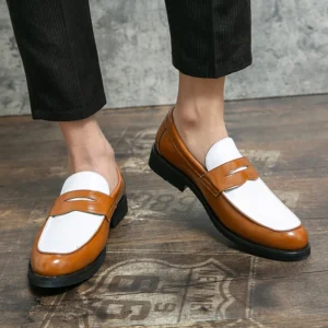 Large Size 38-46 Black and White Color Microfiber Leather Dress s Slip-on Loafers for Men