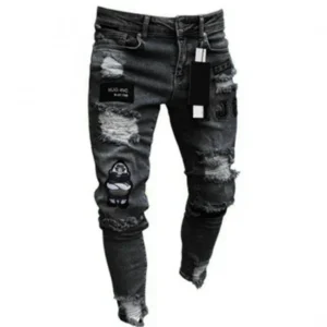 Multi-Colors Men's Denim Jeans Pants Trousers Top Quality Mens Jeans Knee Hole Zipper Pants Foreign Trade Men's Denim Trousers
