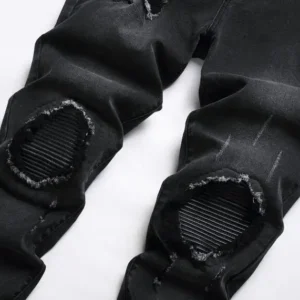 New High Quality Men's Jeans Distressed Slim Fit Motorcycle Biker  Denim Jeans Blue Designer Pants Ripped Biker Jeans