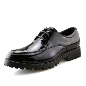 New Fashion Low Top Casual Leather Dress Formal Men Shoes Lace-Up Bright Surface Black Wedding Leather Men Shoe