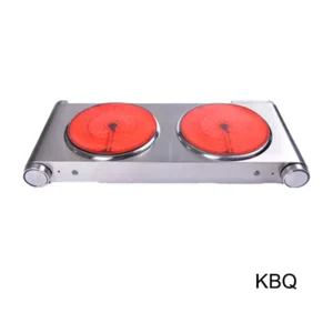 Two-Burner Hot Plate Electric Cooking Stove Solid Hotplate Surface for Household Use in Kitchen