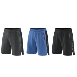 Mens Fitness Running Shorts Breathable Quick Drying Training Workout Gym Sport Shorts Joggers Zip Pocket Shorts