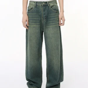 Men Fashion Style Stone Washed Baggy Wide Leg Jeans Trousers Men Denim Carpenter Custom Straight Designer Jeans