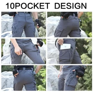 IX9 City Tactical Cargo Pants Men Lightweight Combat Outdoor Casual Stretch Waterproof Quick Dry Hiking Hunting Trousers