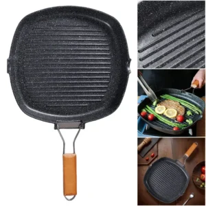 Foldable Portable Frying Pan Picnic Grill Pan Outdoor Grill Pan Double Mouth Steak Pan (No Lid)