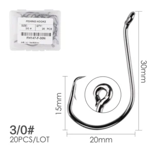 20pcs/box Fishing Hooks Offset Circle Fishing Hook High Carbon Steel Fishing Hooks Tackle