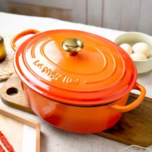 28cm Enameled Cast Iron Oval Dutch Oven 5L Saucepan Kitchen Utensil Casserole Dish