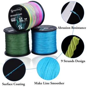 Sougayilang New 9 Strands PE Fishing Line Braid Fishing Line Multifilament Fishing Wire Carp Fishing Line