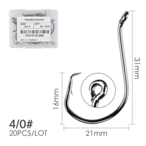 20pcs/box Fishing Hooks Offset Circle Fishing Hook High Carbon Steel Fishing Hooks Tackle