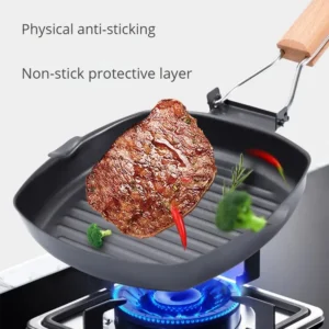 Foldable Portable Frying Pan Picnic Grill Pan Outdoor Grill Pan Double Mouth Steak Pan (No Lid)