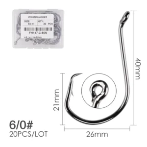 20pcs/box Fishing Hooks Offset Circle Fishing Hook High Carbon Steel Fishing Hooks Tackle