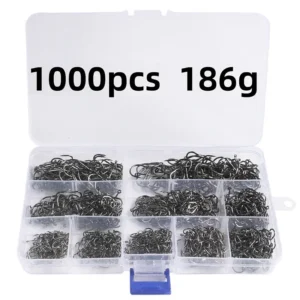 50-1600Pcs/Box Fishing Hooks Carbon Steel Strong Sharp Silver Circle Fish hook