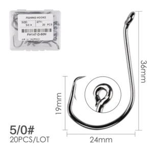 20pcs/box Fishing Hooks Offset Circle Fishing Hook High Carbon Steel Fishing Hooks Tackle