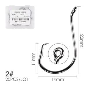 20pcs/box Fishing Hooks Offset Circle Fishing Hook High Carbon Steel Fishing Hooks Tackle