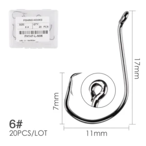 20pcs/box Fishing Hooks Offset Circle Fishing Hook High Carbon Steel Fishing Hooks Tackle